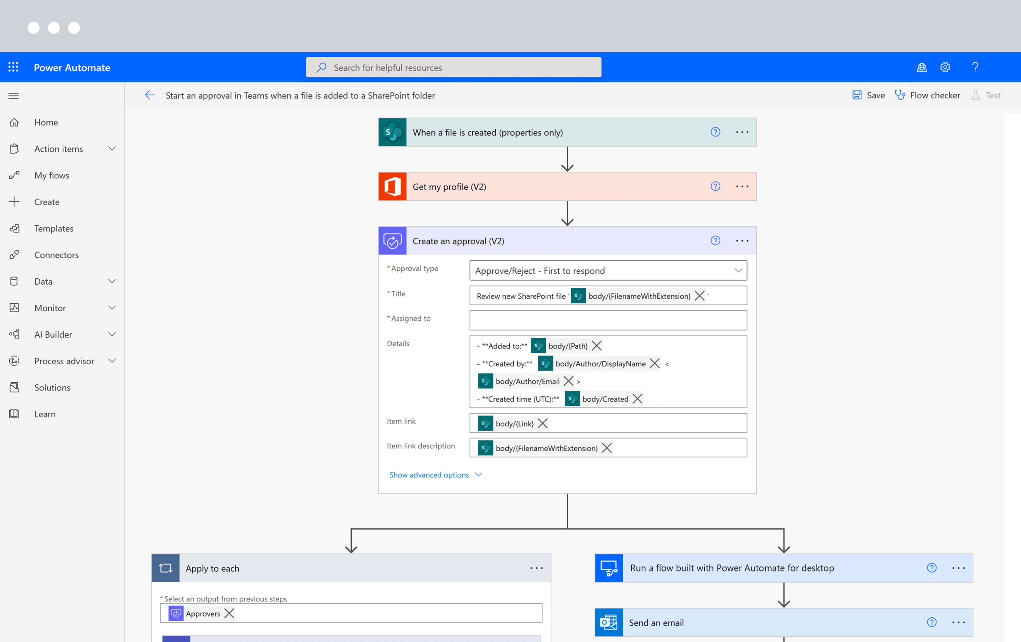 Microsoft Power Automate chatbot development